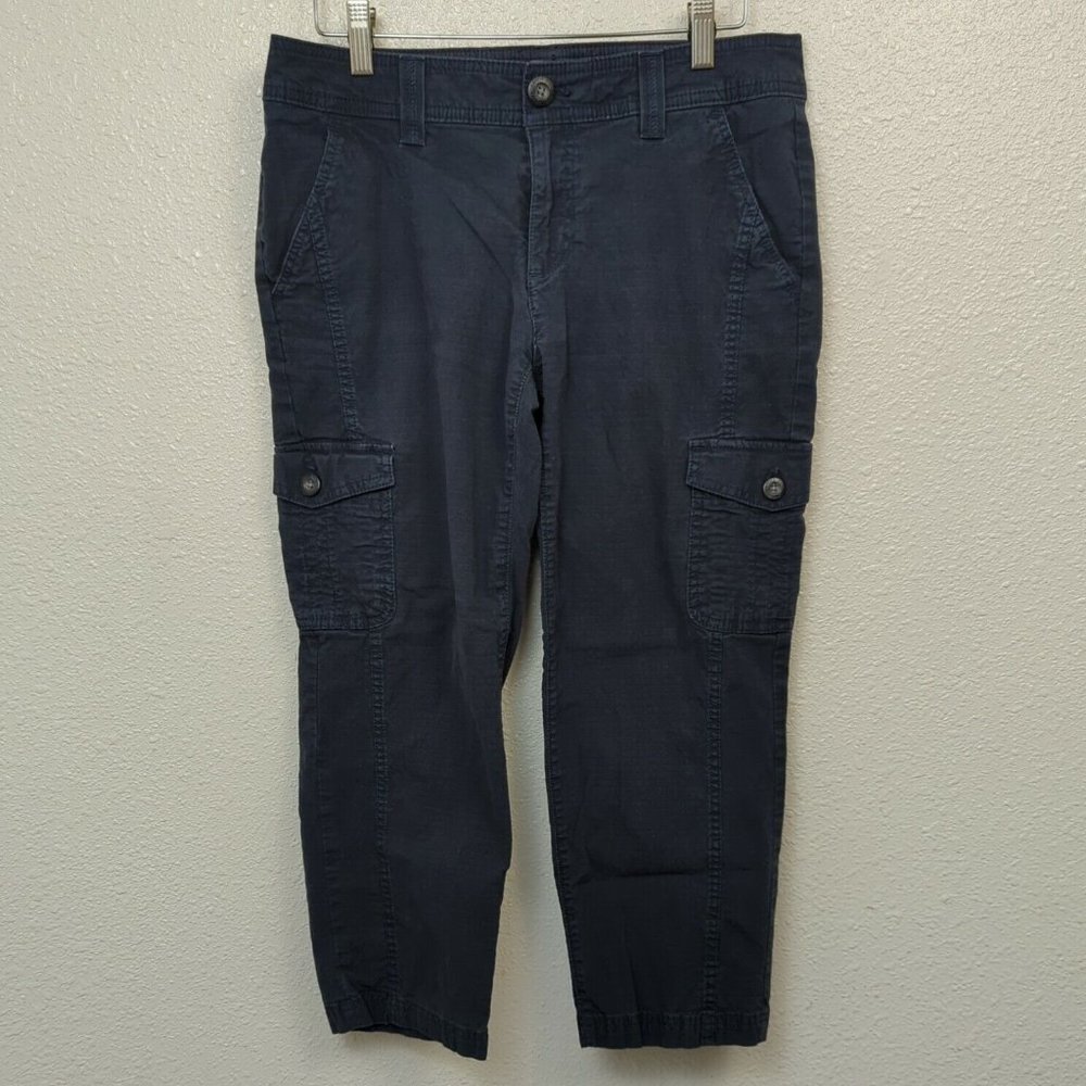 Eddie Bauer Womens Size 8 Navy Blue Cropped Hiking Cargo Pants Outdoor Casual